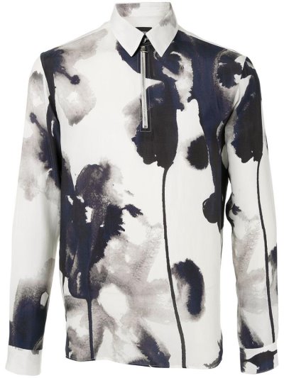 Armani Emporio Abstract Print Hemd Herren Weiß | JP2BY82E
