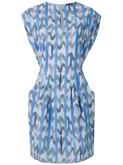 Armani Emporio Abstract Print Kurzes Sleeve Kleider Damen Blau | SUQEEA89