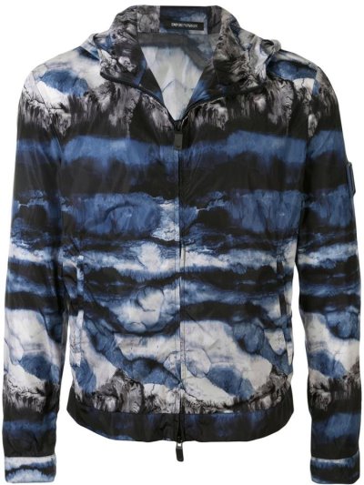 Armani Emporio Abstract Print Mit Kapuze Jacke Herren Blau | BG0L1K6R