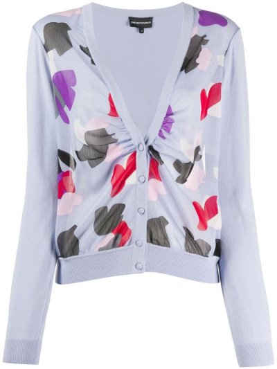 Armani Emporio Abstract Print Strickjacke Damen Lila | B5HJA402