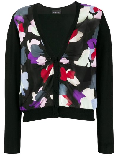 Armani Emporio Abstract Print Strickjacke Damen Schwarz | BW8UMMSN