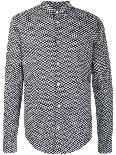 Armani Emporio All Over Op Art Hemd Herren Schwarz Weiß | RR5F8DUE