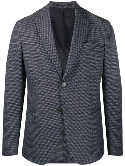 Armani Emporio All Over Patterned Tailored Blazer Herren Blau | Q91C88AU