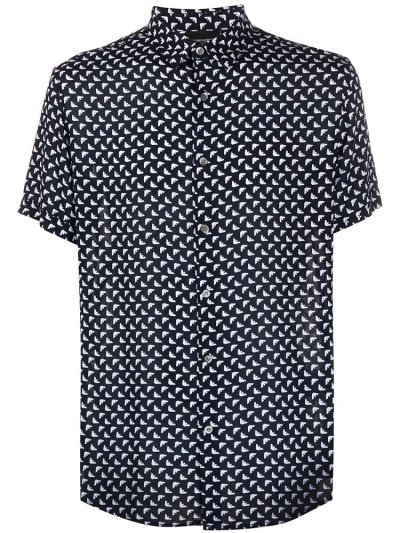 Armani Emporio All Over Print Hemd Herren Blau | Z11GE0FG