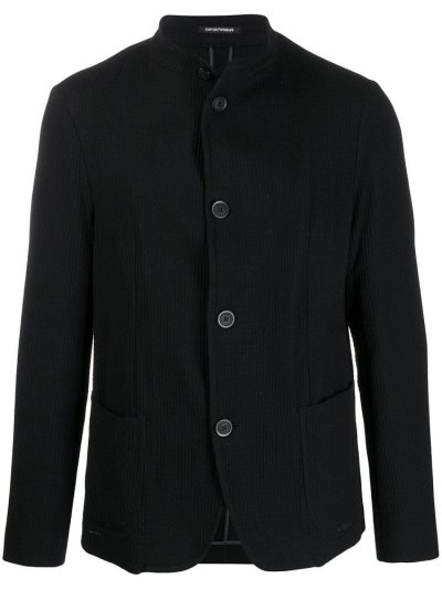 Armani Emporio Band Collar Waffle Weave Jacke Herren Schwarz | UMH1QUS0