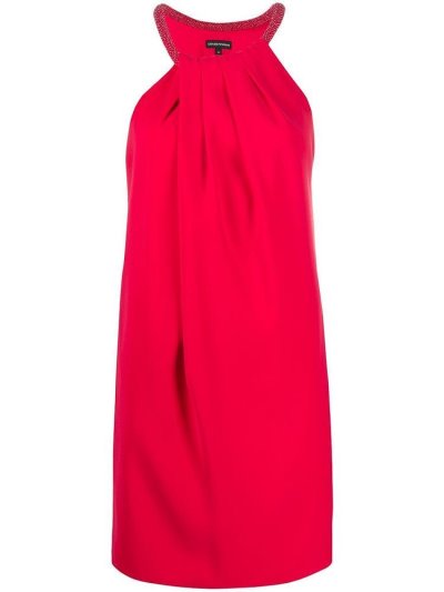 Armani Emporio Beaded Collar Shift Kleider Kleider Damen Rot | 6OBZ5WAQ
