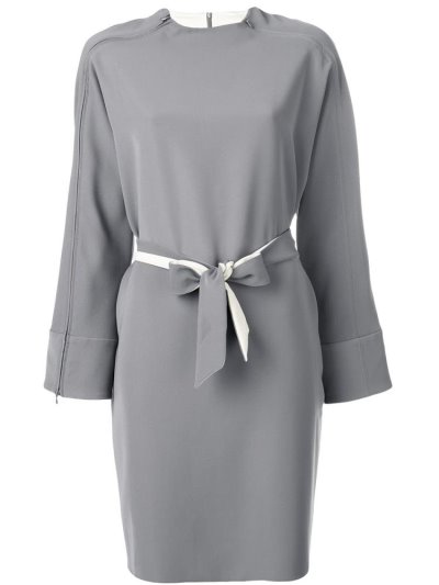 Armani Emporio Belted Zipped Kleider Damen Grau | TMXOOHA9