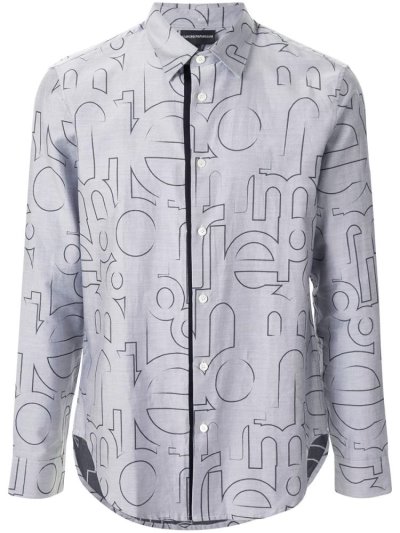 Armani Emporio Big Logo Stencil Hemd Herren Grau | UL10UXGH