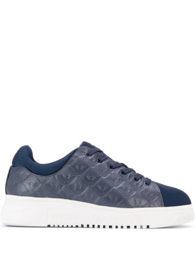 Armani Emporio Branded Detail Sneakers Damen Blau | GIR3BLDD