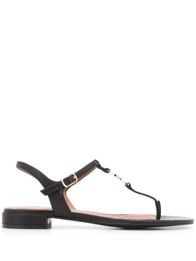 Armani Emporio Buckled Logo Sandalen Damen Schwarz | WKEY1QGZ