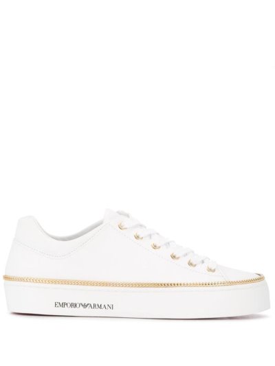 Armani Emporio Chain Trim Low Top Sneakers Damen Weiß | WQAG4OQT
