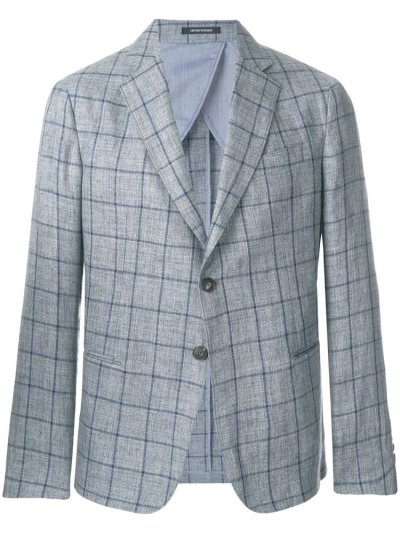Armani Emporio Check Fitted Blazer Herren Grau | 15K20EM1