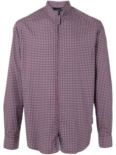 Armani Emporio Check Print Zipped Hemd Herren Mehrfarbig | 3JXKX4BT