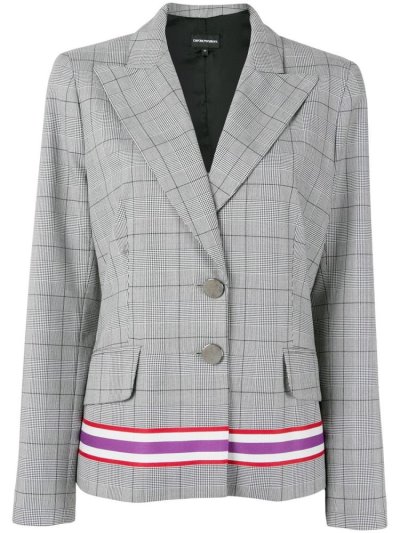 Armani Emporio Checked Tailored Blazer Damen Grau | 6VREEA3H