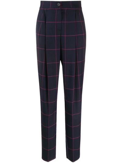Armani Emporio Checked Tailored Pants Hose Damen Blau Rosa | CEH11XQ5