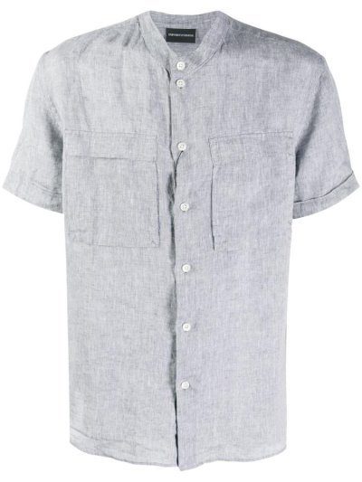 Armani Emporio Chest Pockets Hemd Herren Grau | CIJH6PI9