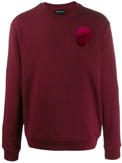 Armani Emporio Circle Patch Jumper Herren Rot | 9QMPHYPK