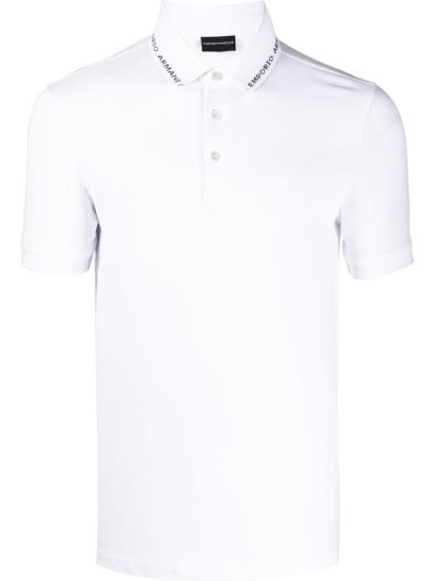 Armani Emporio Collar Logo Polo Hemd Herren Weiß | M07DRIL7
