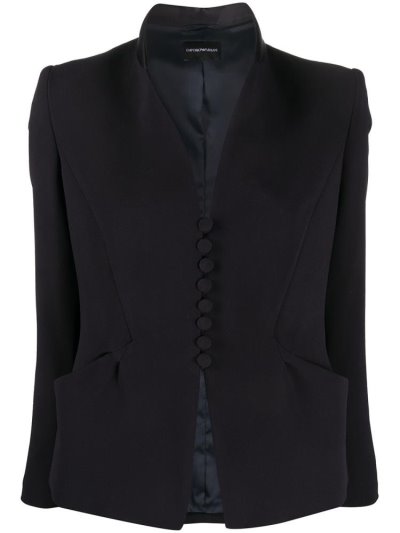 Armani Emporio Collarless Fitted Blazer Damen Blau | RXKLFPKE