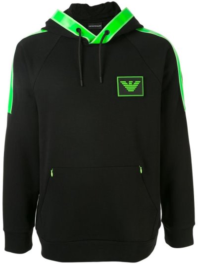 Armani Emporio Colour Block Logo Hoodie Herren Schwarz | AITJVHLG