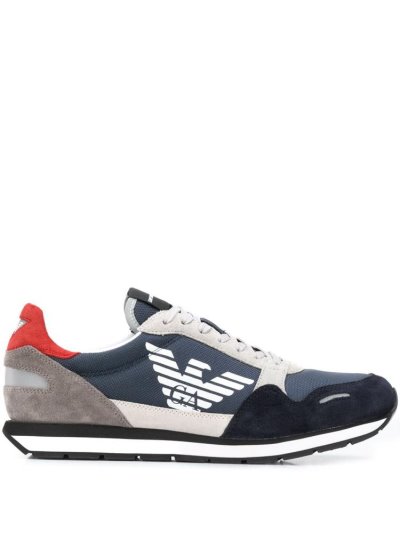Armani Emporio Colour Block Low Top Sneakers Herren Blau Schwarz | UB798UFR