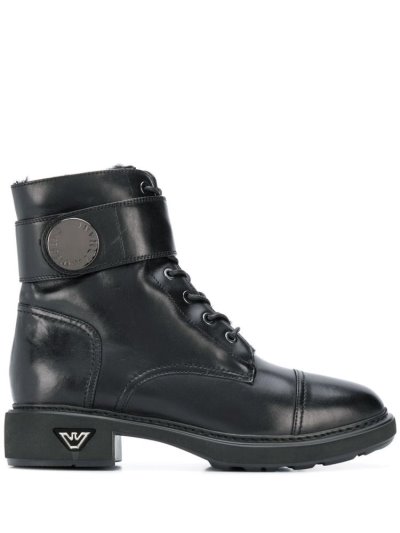 Armani Emporio Combat Stiefel Damen Schwarz | PDLTVNBD