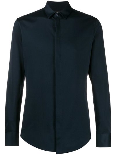 Armani Emporio Concealed Befestigung Hemd Herren Blau | 7D0553ET