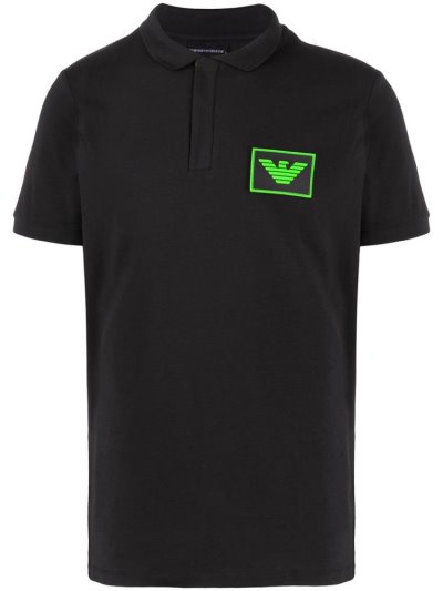 Armani Emporio Contrast Logo Polo Hemd Herren Schwarz | 34OYOZ3K