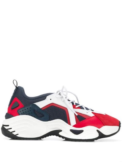 Armani Emporio Contrast Panel Low Top Sneakers Herren Blau Rot | 7CGSC6EF