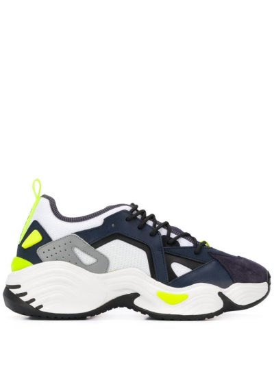 Armani Emporio Contrast Panel Ridged Heel Sneakers Herren Blau Weiß | P4P7ELYK