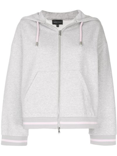 Armani Emporio Contrast String Zip Up Hoodie Damen Grau | BCTMPFFZ