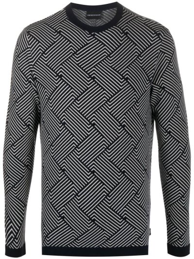 Armani Emporio Contrast Striped Jumper Herren Blau | ZD2ORBTD