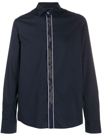 Armani Emporio Contrast Trim Hemd Herren Blau | 7IM7NZRO