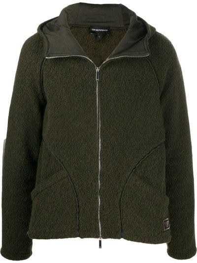 Armani Emporio Contrast Trimmed Zip Up Hoodie Herren Grün | HS05T8PW