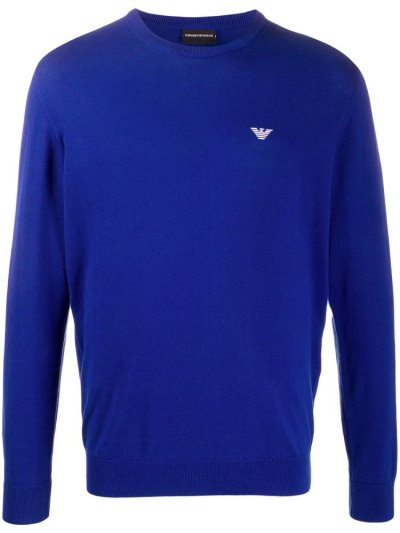 Armani Emporio Crew Neck Jumper Herren Blau | 4Z2PBTVW