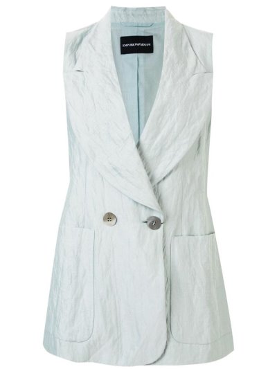 Armani Emporio Crinkle Effect Ärmellose Blazer Damen Grün | 6LOBUQZ9