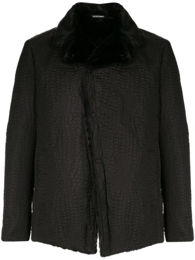 Armani Emporio Croc Effect Jacke Herren Schwarz | K8P8W9LH