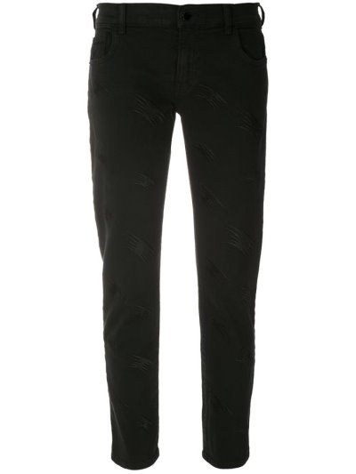 Armani Emporio Cropped Embroidered Jeans Damen Schwarz | 8SOTRIAS
