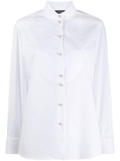 Armani Emporio Cutaway Collar Hemd Damen Weiß | SGCKLN3T