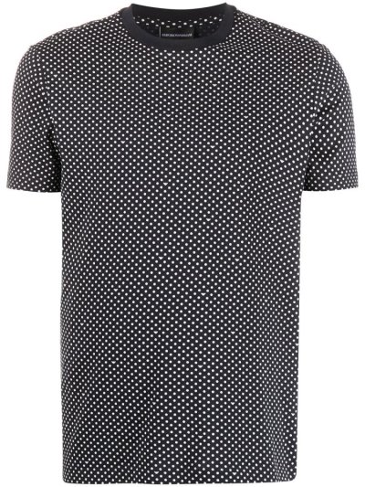 Armani Emporio Dotted Crew Neck Bomberjacke Herren Blau Weiß | NODX38N0