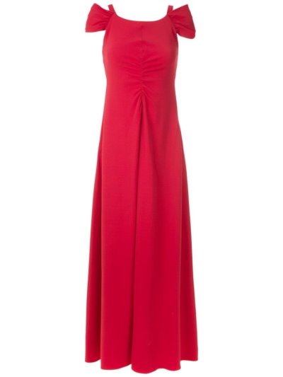 Armani Emporio Draped Front Maxi Kleider Damen Rot | SV4ZP2YJ