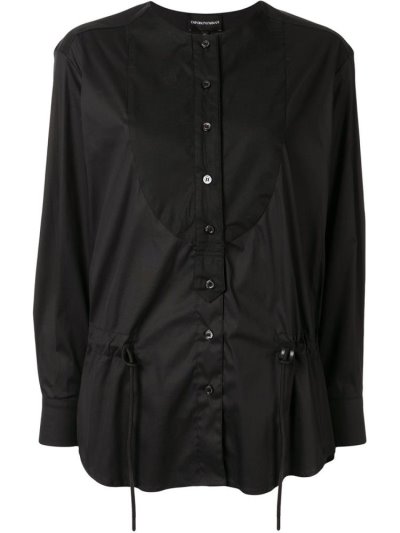 Armani Emporio Drawstring Poplin Bluse Damen Schwarz | TPWEXZAX