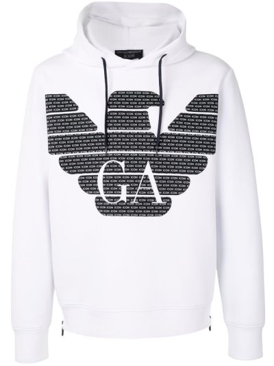 Armani Emporio Eagle Print Hoodie Herren Weiß | 9B4U7C8H