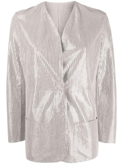 Armani Emporio Embellished Collarless Blazer Damen Grau | RGYXK49U