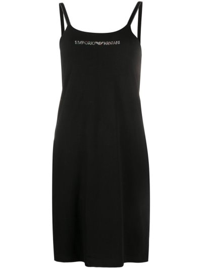 Armani Emporio Embellished Logo Mini Kleider Damen Schwarz | 7C4MZ85M