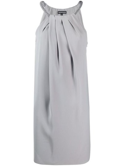 Armani Emporio Embellished Neck Flared Mini Kleider Damen Grau | S2V82PYH