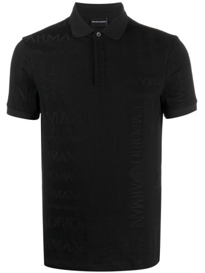 Armani Emporio Embossed Logo Polo Hemd Herren Schwarz | 2SOM4VL5