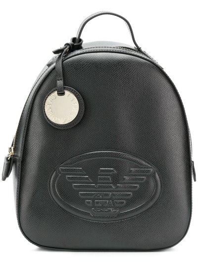 Armani Emporio Embossed Logo Rucksäcke Damen Schwarz | IHU3B2KZ