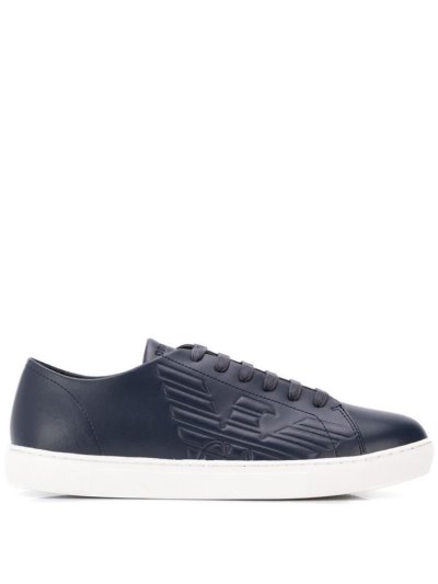 Armani Emporio Embossed Logo Sneakers Herren Blau | LLH4430N