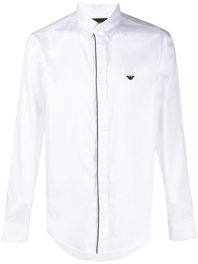 Armani Emporio Embroidered Logo Hemd Herren Weiß | 1RTEBB32